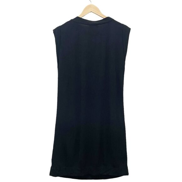 APC Black Sleeveless Retro Jersey Shift Dress Side Shoulder Buttons Size Small - Picture 3 of 10